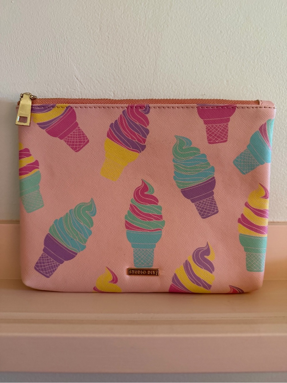 Pink Ice Cream Print Clutch